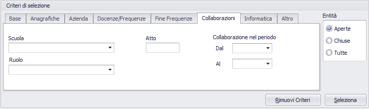 criterio di selezione per le collaborazioni