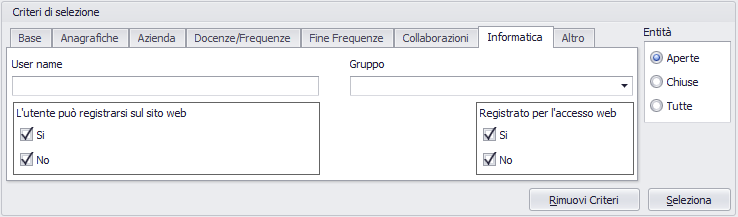 criterio di selezione per l'informatica